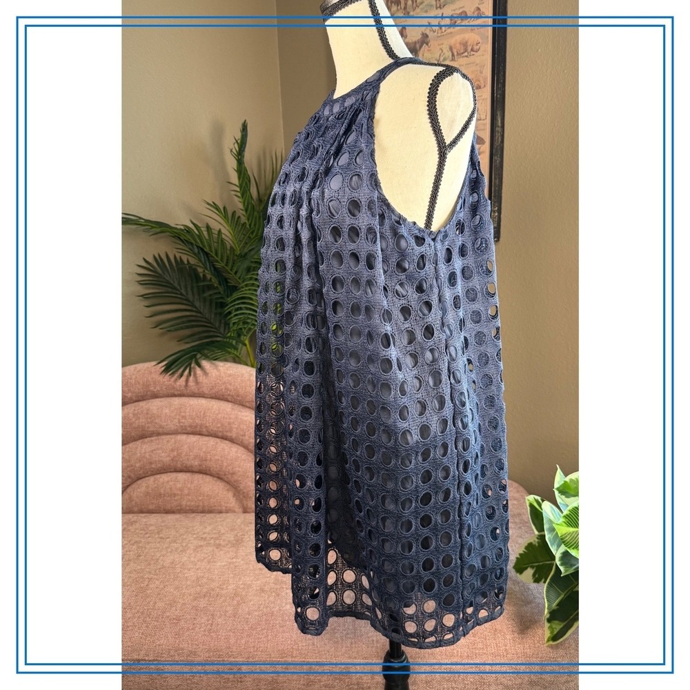 Romeo Juliet Couture Dress Women's M Navy Blue Halter Sleeveless‎ Eyelette - Picture 11 of 13